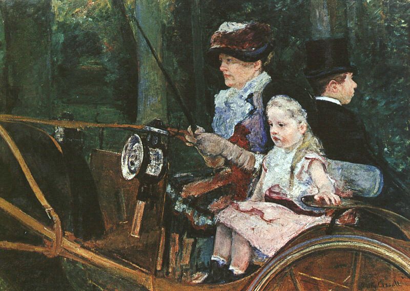 A woman and child in the driving seat - Mary Cassatt Painting on Canvas